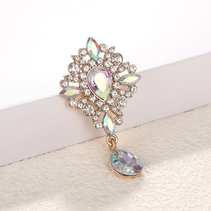 SUPERVALUECHOICE HCSESC00003 DIY Crafts Rhinestone Alloy Brooch Accessories Silver Flat Back 1.37*2.63inch Crystal Brooch Sparkling Crystal