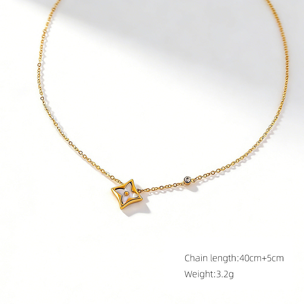 SUPERVALUECHOICE HCSEVA00008 White Shell Four-Leaf Clover Necklace