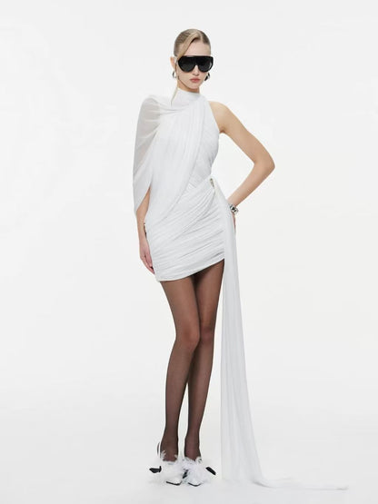 SUPERVALUECHOICE HCSEAC00004 One Shoulder Asymmetric Draped Mini Dress