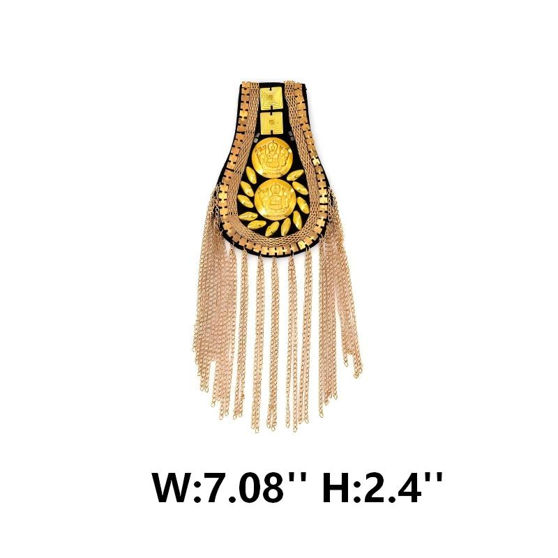 SUPÊR VÃLUE CHOICE  HCSEYD00009 Gold Silver Metal Chain Tassel Epaulet Patch Coin Beaded Fringe Shoulder Applique for Jacket Costume DIY Decor