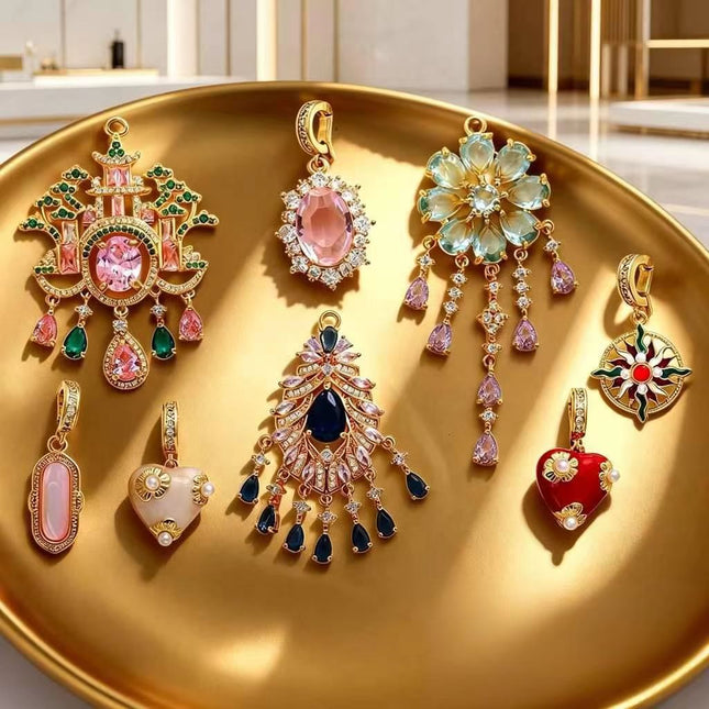 SUPERVALUECHOICE HCSESC00008 Vintage Royal Palace Style Charms Pendants, DIY Jewelry Making Supplies, Ornate Tassel Rhinestone Crystal Charms for Earrings Necklaces Crafting