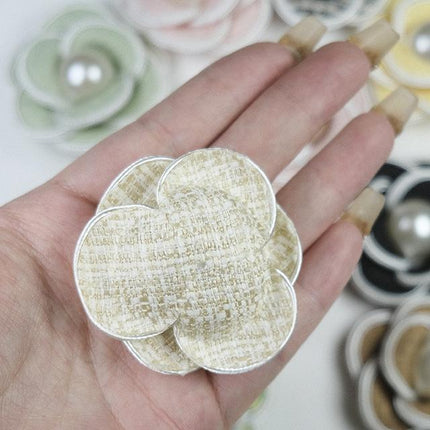 SUPERVALUECHOICE HCSEYD00030 Vintage 3D Pearl Flower Fabric Applique DIY Craft Accessory