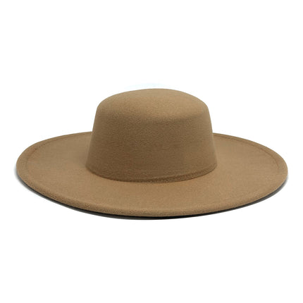 SUPERVALUECHOICE HCSEK00042 Vintage Wide Brim Flat Top Fedora Wool Felt Hat for Women & Men