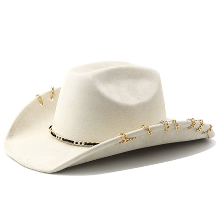 SUPERVALUECHOICE HCSEK00040 Suede Western Cowboy Hat Unisex Wide Brim Hip Hop Style