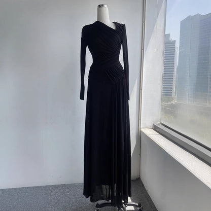 SUPERVALUECHOICE HCSEAA00009 Bodycon Asymmetric Ruch Maxi Dress