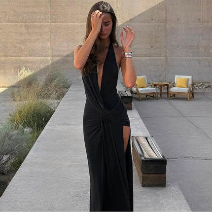 SUPERVALUECHOICE HCSEAA00070 Deep Neck Maxi Dress