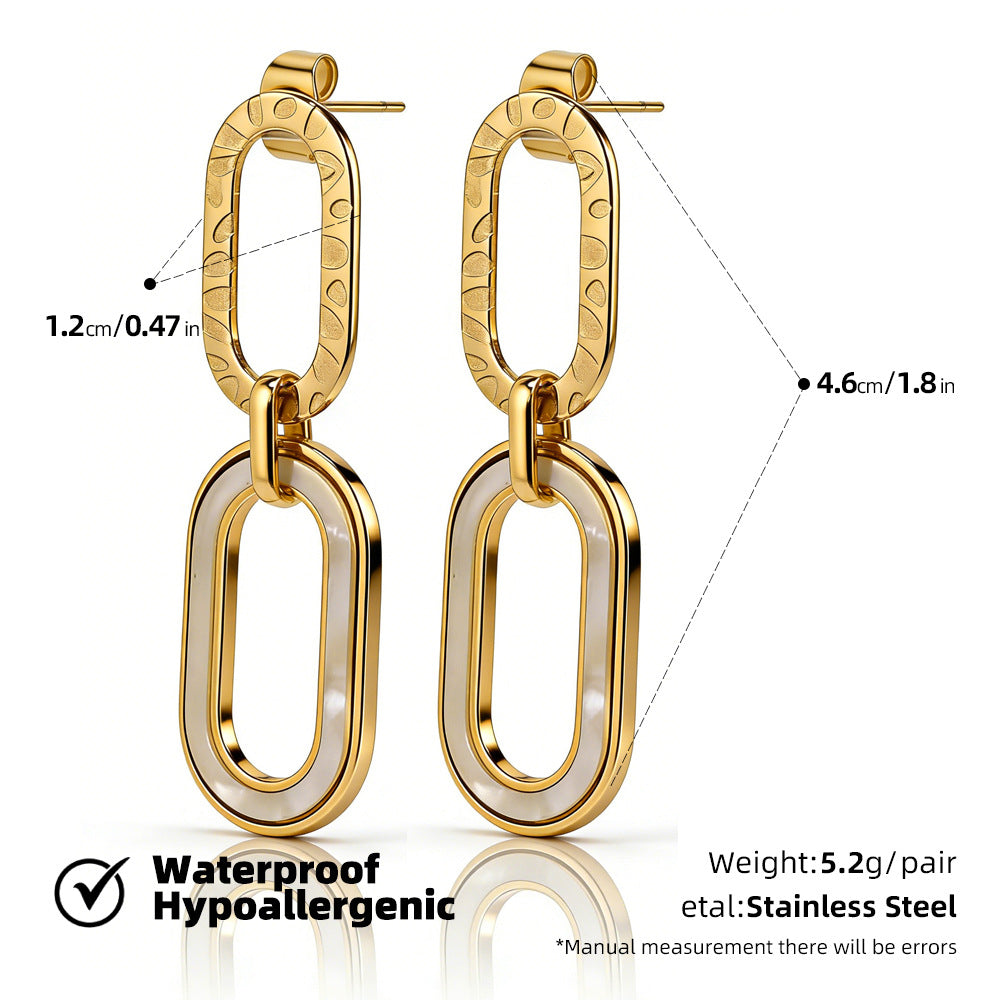 SUPERVALUECHOICE HCSETB00003 Double-Circle Shell-Inlaid Earrings