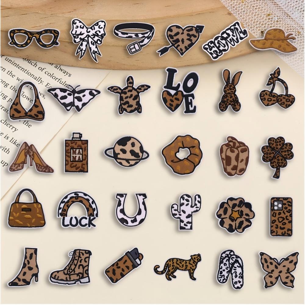 SUPERVALUECHOICE HCSEYSB000012 30Pcs Leopard Western Embroidered Iron On Patches DIY Clothing Bag Decor Appliques