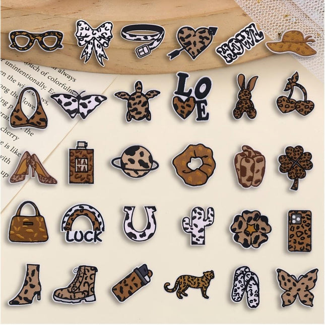 SUPERVALUECHOICE HCSEYSB000012 30Pcs Leopard Western Embroidered Iron On Patches DIY Clothing Bag Decor Appliques