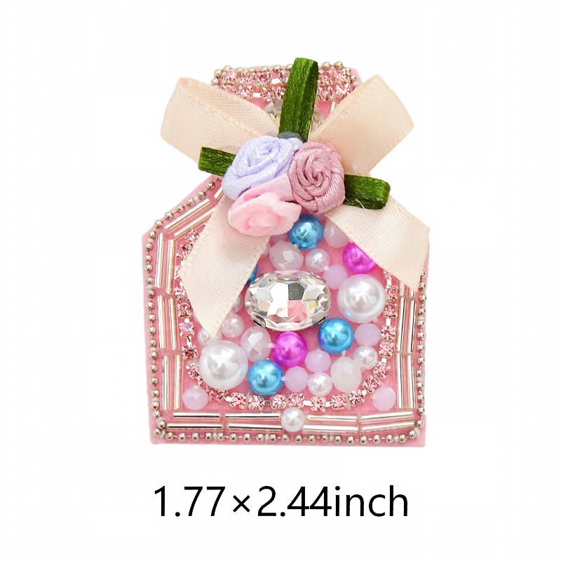 SUPERVALUECHOICE HCSEYD00018 Assorted Rhinestone Pearl Beaded Iron On Patches Cross & Perfume Bottle Shape Clothing DIY Appliques