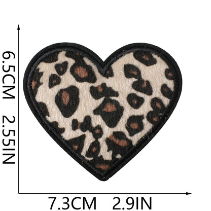 SUPERVALUECHOICE HCSEYSF00001 Leopard Print Shape Embroidered Patch Pack Heart Bow Star Lightning Bolt Iron On Appliques for Denim Jeans Bag Craft Supply