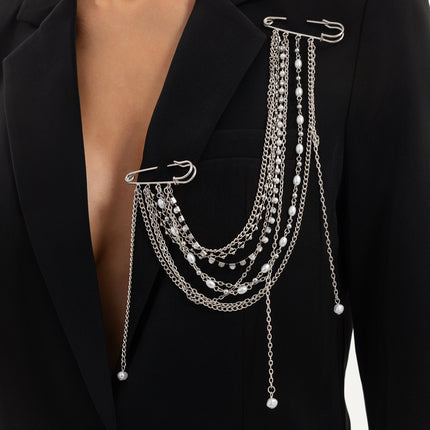 SUPERVALUECHOICE HCSESA00118 Pearl Tassel Chain Brooch