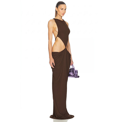 SUPERVALUECHOICE HCSEAC00016 Backless Cutout Draped Maxi Dress
