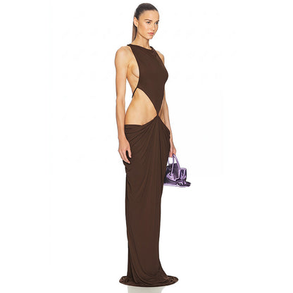 SUPERVALUECHOICE HCSEAC00016 Backless Cutout Draped Maxi Dress