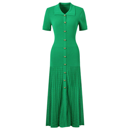 SUPERVALUECHOICE HCSEAA00001 Polo Collar Ribbed Knit Midi Dress