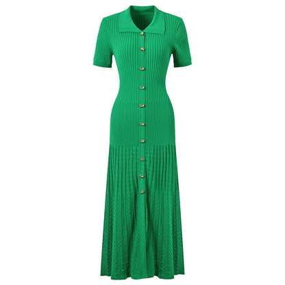 SUPERVALUECHOICE HCSEAA00001 Polo Collar Ribbed Knit Midi Dress