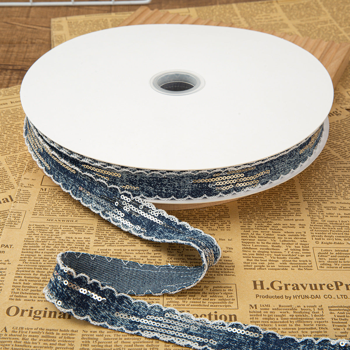 SuperValueChoice HCSEOA011 Denim Thread Decorative Ribbon for Dress Hair Accessory DIY Sewing Craft , width 0.98in width