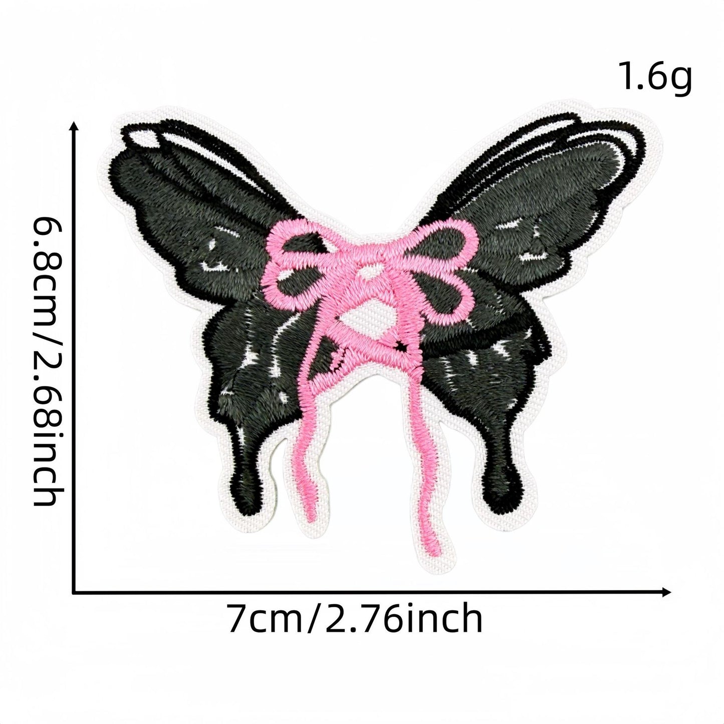 SUPERVALUECHOICE  HCSEYB00005 Sweet and Edgy Heart-Shaped Skull and Butterfly Embroidered Fabric Patch