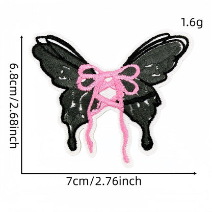 SUPERVALUECHOICE  HCSEYB00005 Sweet and Edgy Heart-Shaped Skull and Butterfly Embroidered Fabric Patch