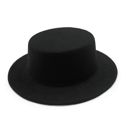 SUPERVALUECHOICE HCSEK00044 Vintage Flat Top Fedora Hat Wide Brim Jazz Style Unisex Cap