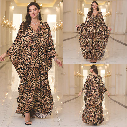 SUPERVALUECHOICE HCSEAD00010 Oversized Kaftan Maxi Dress, V‑Neck Batwing Sleeve Loose Long Caftan, Bohemian Beach Cover‑Up for Women, Plus Size Friendly