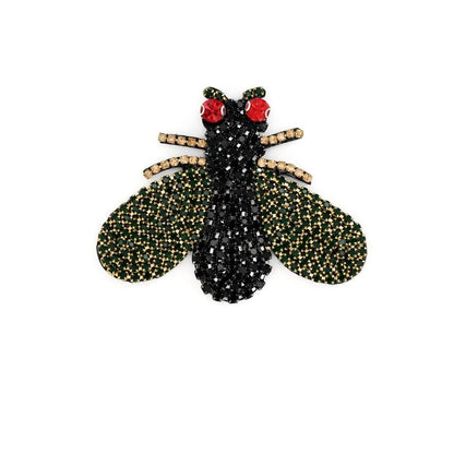 SUPÊR VÃLUE CHOICE  HCSEYD00006 Bee Rhinestone Crystal Applique Gold Black Beaded Insect Patch Sew On Embellishment for Jacket Jeans Tote Bag DIY Craft Decor
