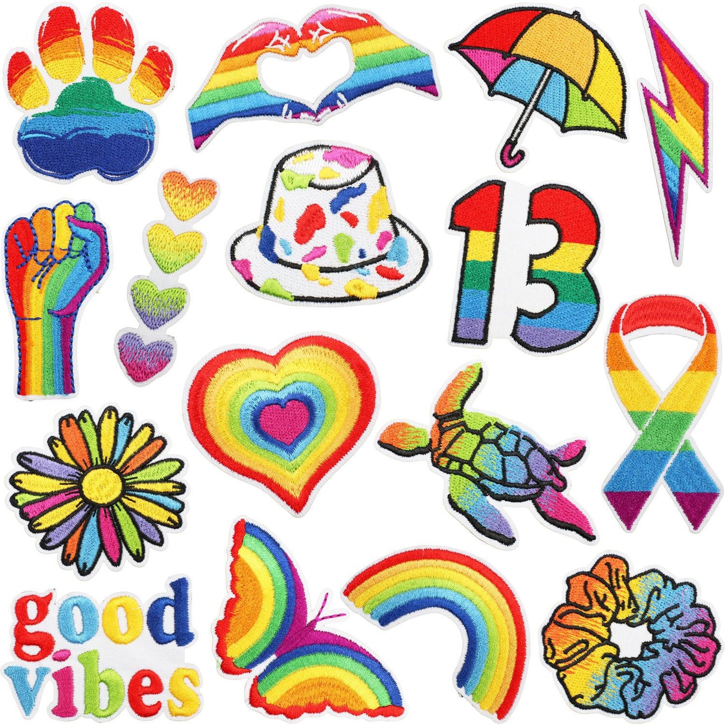 SUPÊR VÃLUE CHOICE  HCSEY00007   16 Pcs of Set “Rainbow” Patch