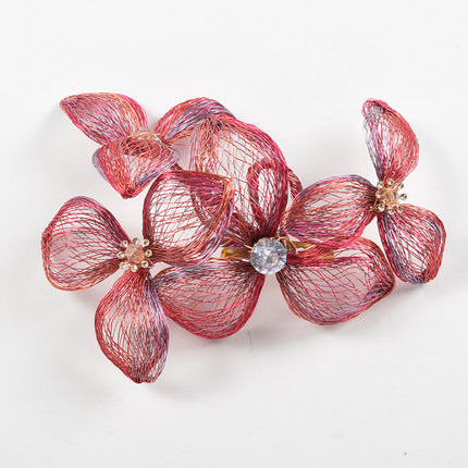 SUPERVALUECHOICE CHRISTMAS HCSELC00001 Handmade Wire Woven Flower Hair Barrette, Multi-Color Floral Hair Clip