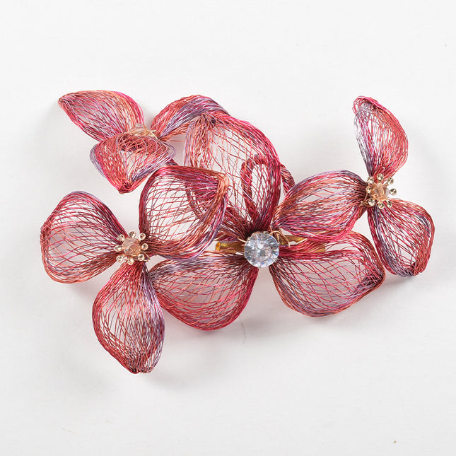 SUPERVALUECHOICE CHRISTMAS HCSELC00001 Handmade Wire Woven Flower Hair Barrette, Multi-Color Floral Hair Clip