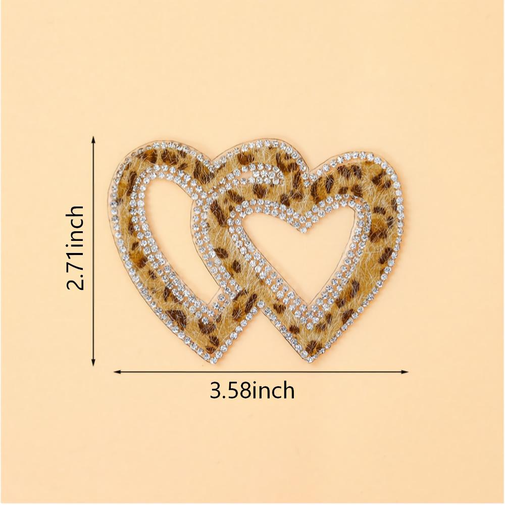 SUPERVALUECHOICE HCSEYSF00006 Western Furry Leopard Pattern Crystal Edge Embroidered Patch Assortment Heart Arrow Star Crown Bow Iron On Appliques for Jacket Customization