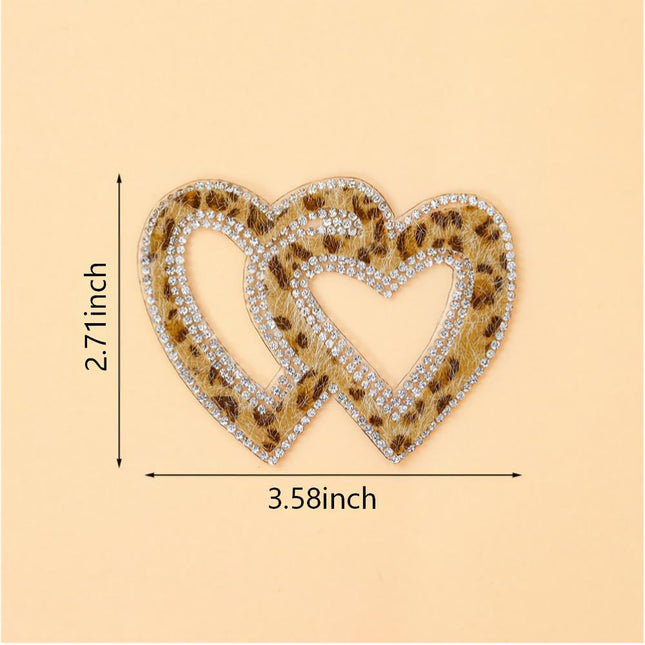 SUPERVALUECHOICE HCSEYSF00006 Western Furry Leopard Pattern Crystal Edge Embroidered Patch Assortment Heart Arrow Star Crown Bow Iron On Appliques for Jacket Customization