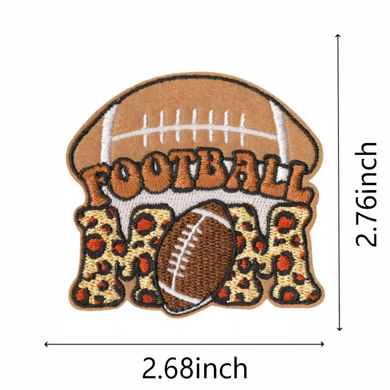 SUPERVALUECHOICE HCSEYSB00004 9 Pack Leopard Print Football Themed Iron On Patches Game Day Football Mom Embroidered Appliques for Jacket Hat Backpack Sports Clothing Decor