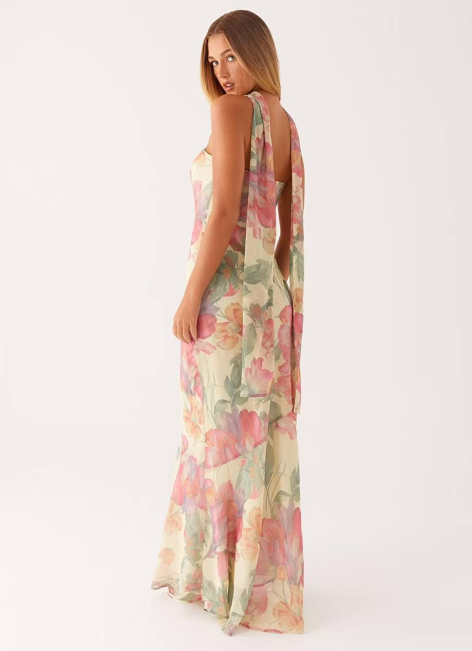 SUPERVALUECHOICE HCSEAB00005 Floral Chiffon Strapless Maxi Dress