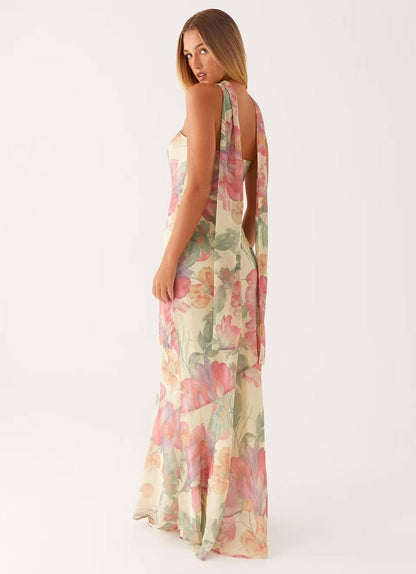 SUPERVALUECHOICE HCSEAB00005 Floral Chiffon Strapless Maxi Dress