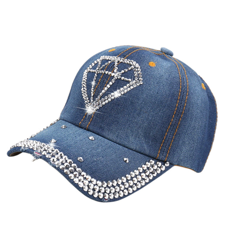 SUPERVALUECHOICE HCSEK00018 Rhinestone Pattern Denim Baseball Cap