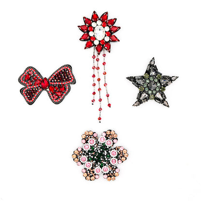 SUPÊR VÃLUE CHOICE  HCSEYD00015 Multi Style Rhinestone Applique Bow Star Flower Tassel Crystal Beaded Sew On Patch for Jacket Jeans Bag DIY Craft Decor