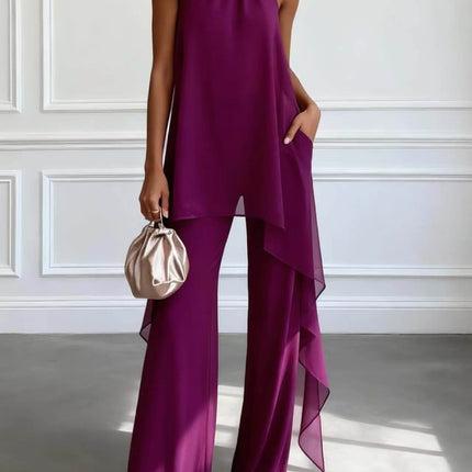 SUPERVALUECHOICE HCSEBB00002 Halter Neck Top & Wide-Leg Pants Set