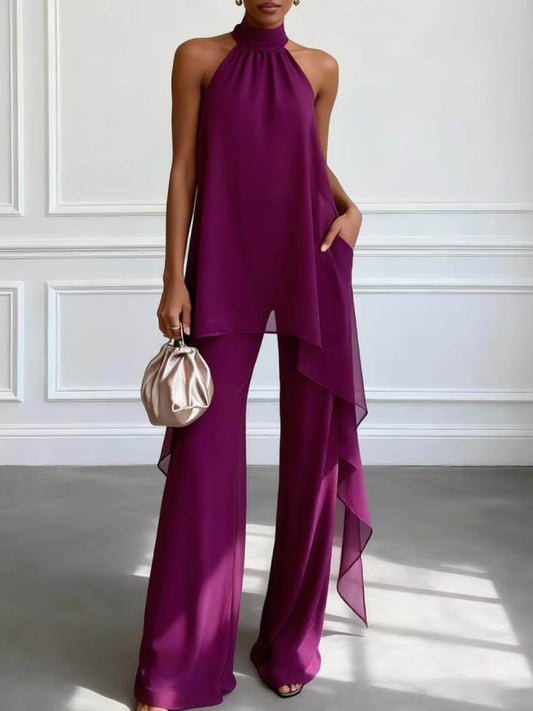 SUPERVALUECHOICE HCSEBB00002 Halter Neck Top & Wide-Leg Pants Set