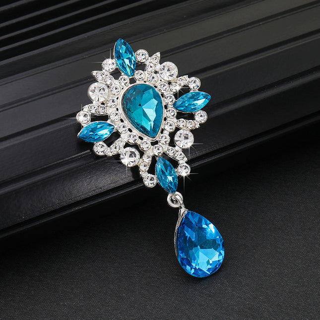 SUPERVALUECHOICE HCSESC00002 DIY Crafts Rhinestone Alloy Brooch Accessories Silver Flat Back 1.45*2.63inch Crystal Brooch Sparkling Crystal