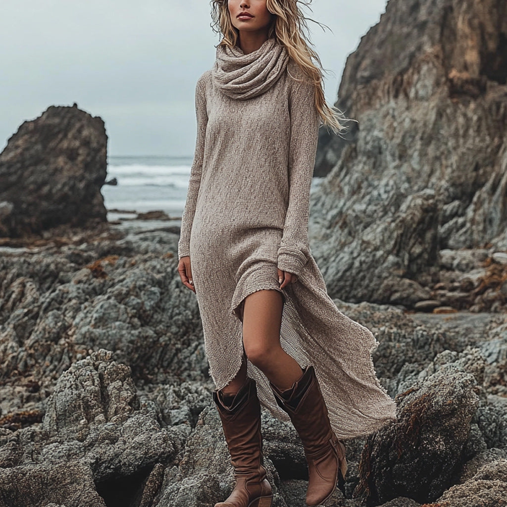 SUPERVALUECHOICE HCSEAA00039  Casual Long Sleeve Solid Color Dress