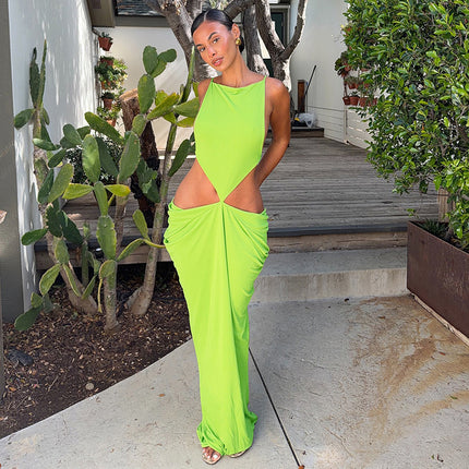 SUPERVALUECHOICE HCSEAC00016 Backless Cutout Draped Maxi Dress