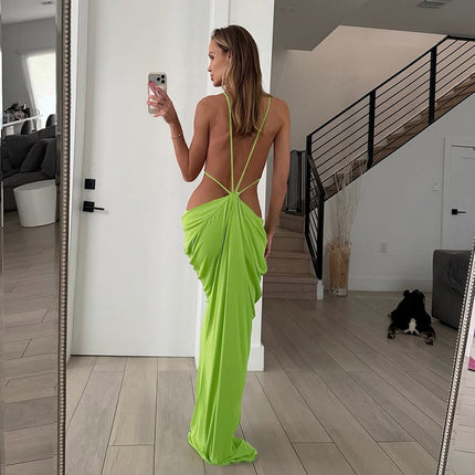 SUPERVALUECHOICE HCSEAC00016 Backless Cutout Draped Maxi Dress