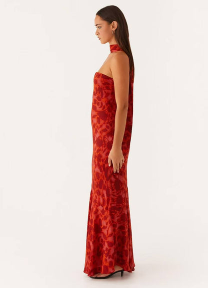 SUPERVALUECHOICE HCSEAB00005 Floral Chiffon Strapless Maxi Dress