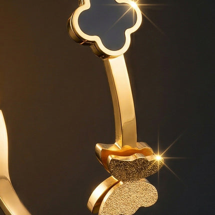 SUPÊR VÃLUE CHOICE HCSEX00026 Black Round Shell Four-Leaf Clover Bracelet