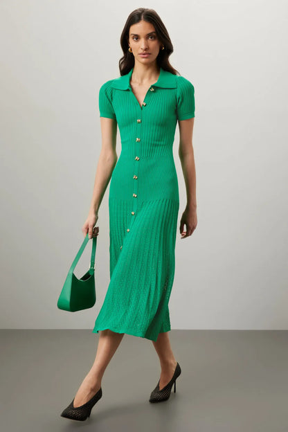 SUPERVALUECHOICE HCSEAA00001 Polo Collar Ribbed Knit Midi Dress