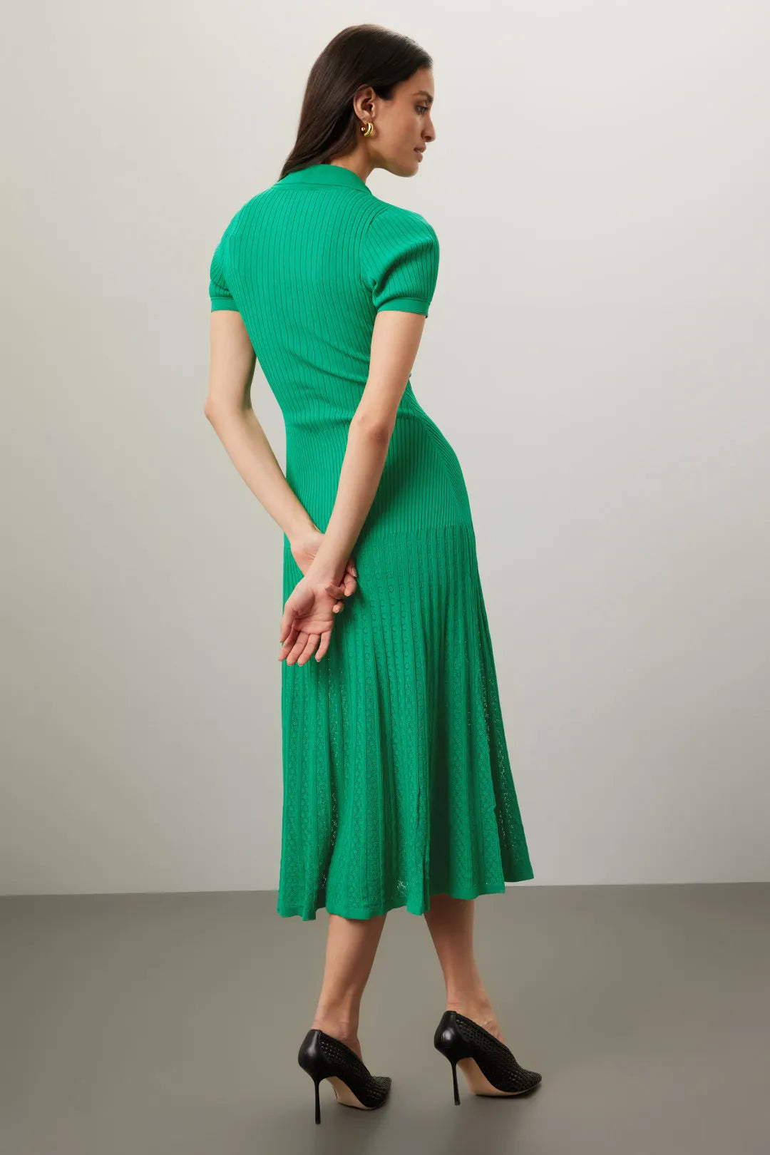 SUPERVALUECHOICE HCSEAA00001 Polo Collar Ribbed Knit Midi Dress