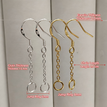 SUPERVALUECHOICE HCSEWA00001 Earring Hooks with Chain and Jump Ring for DIY Jewelry Making