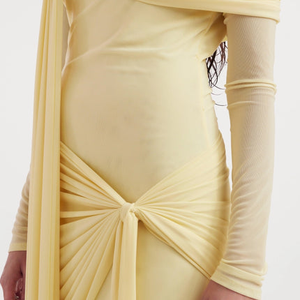 SUPERVALUECHOICE HCSEAC00005 Off-the-Shoulder Knotted Draped Maxi Dress