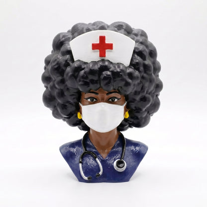SUPERVALUECHOICE HCSEUA00058  Z-Paint Your Own Curly Hair Medical Lady Sculpture Blank Customizable Unfinished Resin Base for Brooch Keyring Making2" × 2.7" × 0.6"