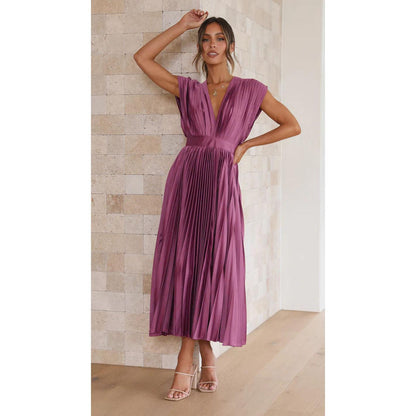 SVCD000029 Sexy pleated dress, Instagram casual loose zipped sleeveless dress